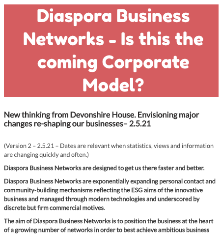 Diaspora Business Networks - Is this the coming Corporate Model? 6.5.21